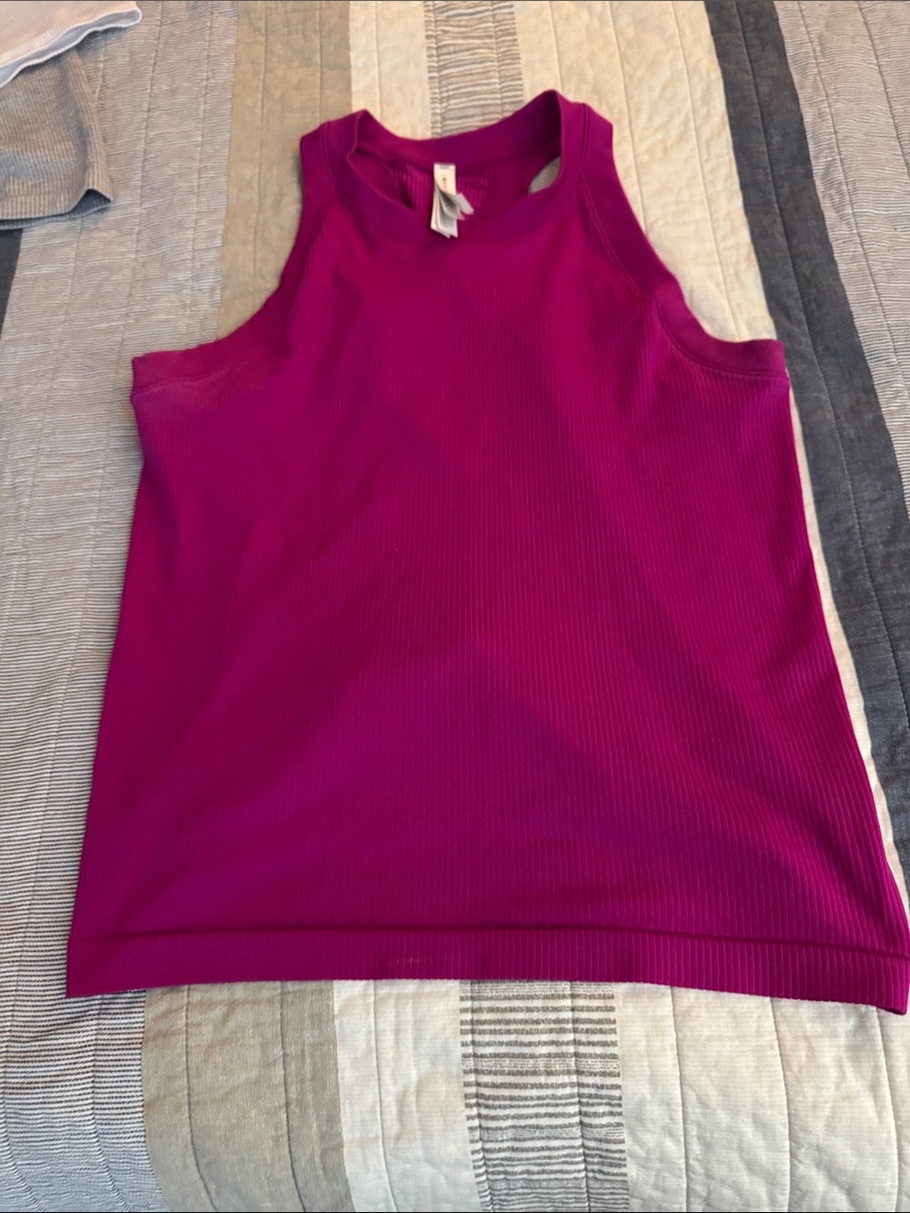 Women’s Ribbed Tank Top - Dark blue, Gray, White, Fuchsia - Picture 6 of 7